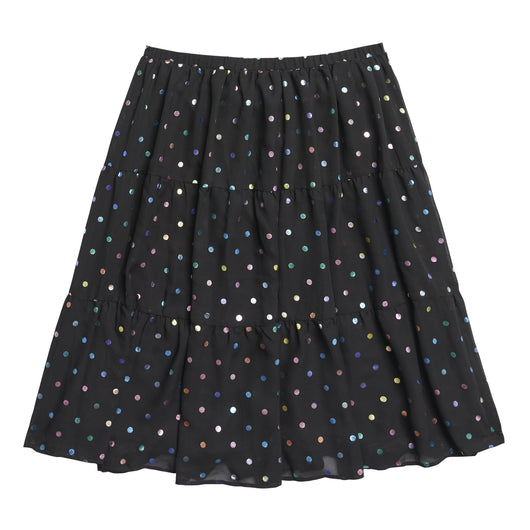 Multi Dot Tiered Skirt - Black