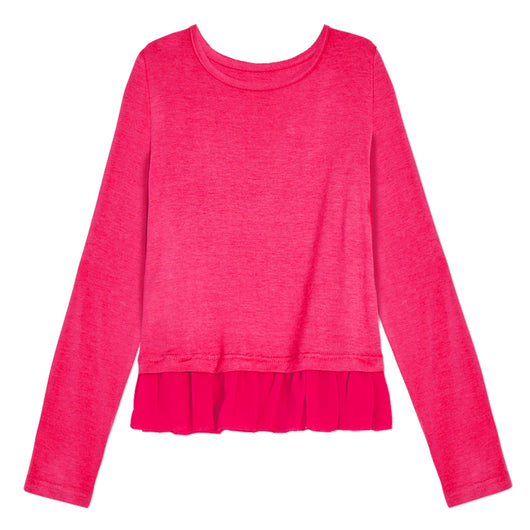 Chiffon Ruffle Tee - Beetroot Purple