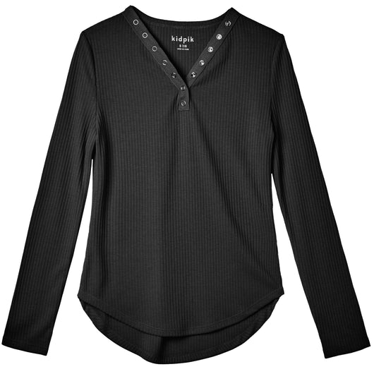 Rib Snap Tee - Black