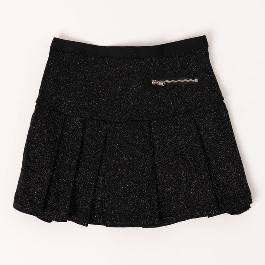 Metallic Pleated Skirt - Black
