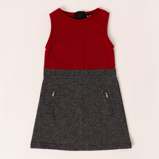 Herringbone A-Line Dress - Chili Pepper
