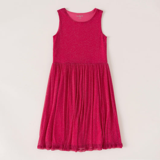 Glitter Mesh Dress - Beetroot Purple
