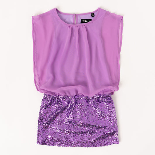 Chiffon Sequin Dress - Dewberry