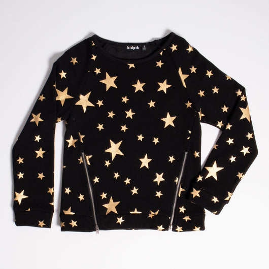 Starry raglan top - Black