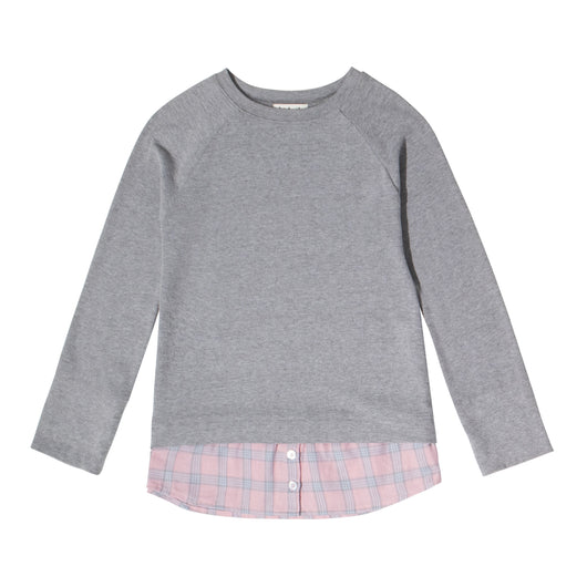 Plaid Layered Sweatshirt - English Rose