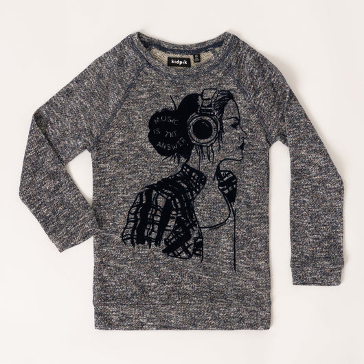 Metallic Fleece Tunic - Kidpik Navy