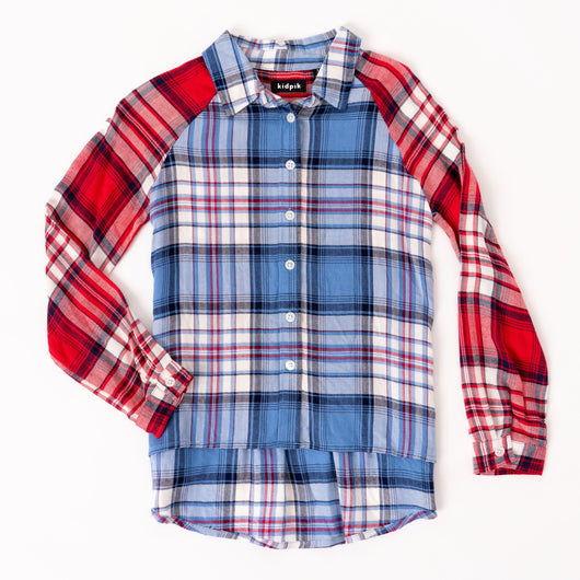 Colorblock Plaid Top - Angel Falls