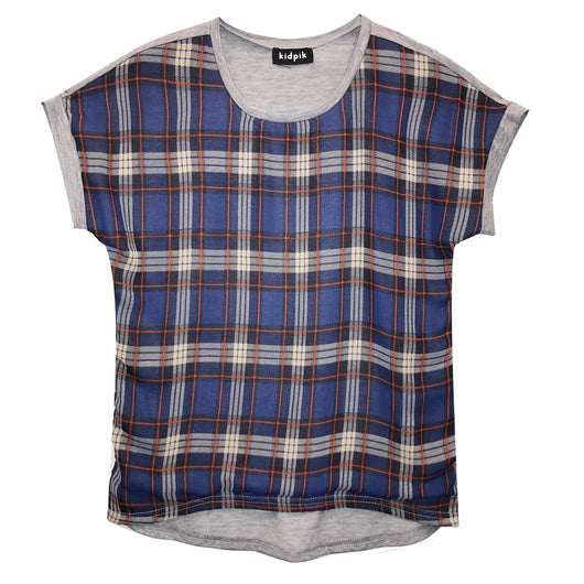 Plaid Front Tee - Deep Royal