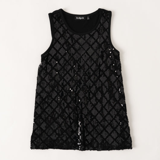 Black Sequin Tank - Black