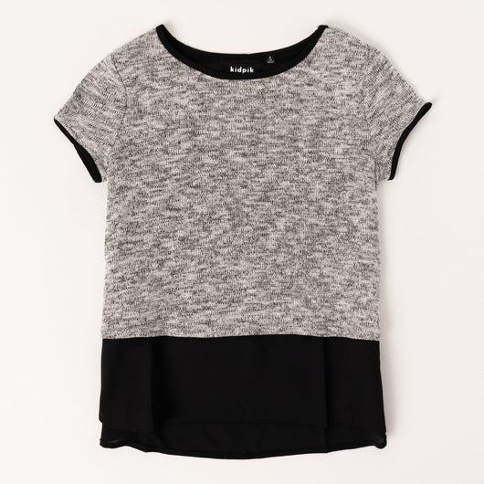 Marled Lurex Layered Top - Black
