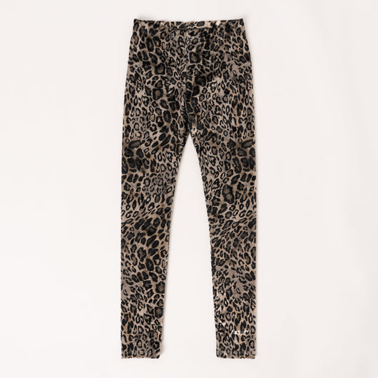 Leopard Velour Legging - Grey