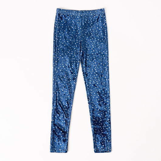 Mini Star Velour Legging - Kidpik Navy