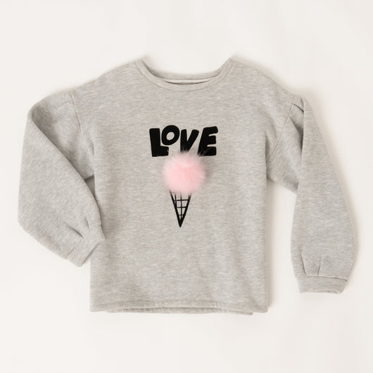 Love Puff Slv Sweatshirt - Light Heather Grey