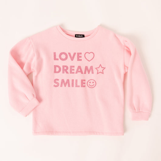 Love Dream Smile Puff Slv Sweatshirt - Parfait Pink