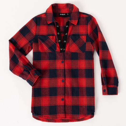 Plaid Tunic - Lychee