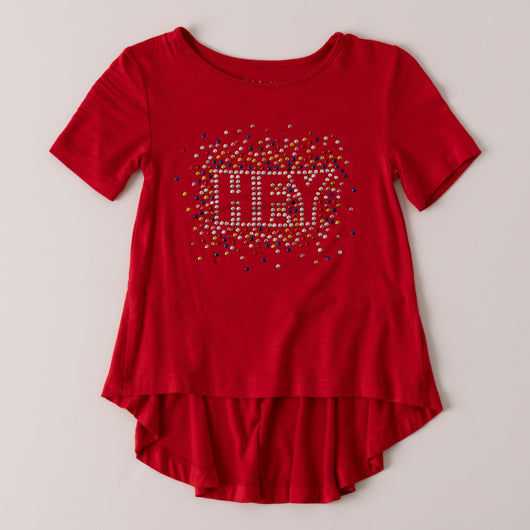 Hey Sequin Tee - Lychee