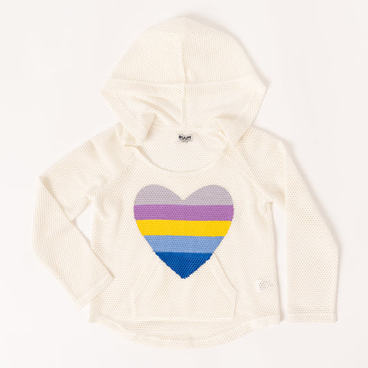 Heart Mesh Hoodie - White