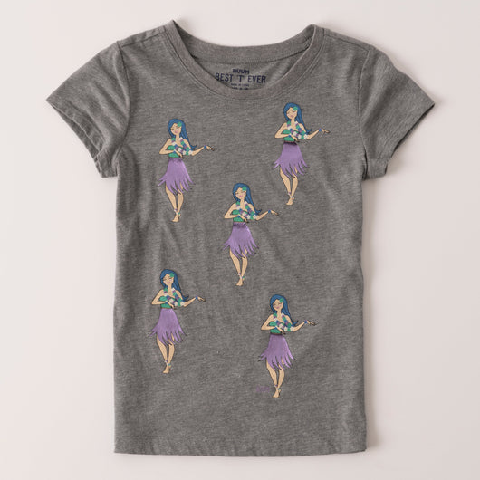 Hula Girl Tee - Medium Heather Grey