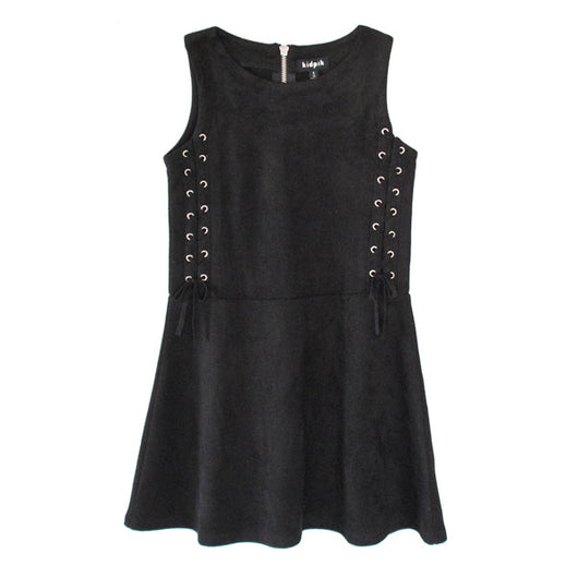 Lace Up Side Suede Jumper - Black