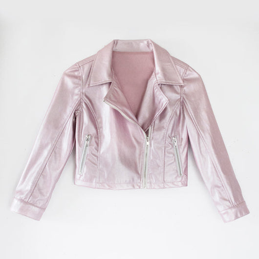 Pearlized Pleather Moto - Blush