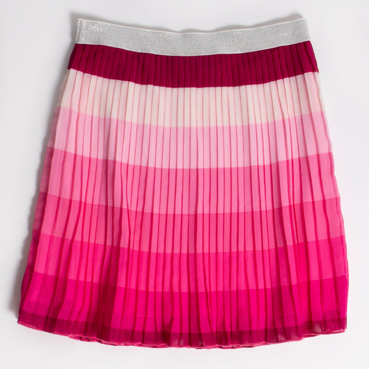 Tonal Stripe Pleated Skirt - Fuchsia Purple