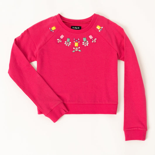 Jeweled Crop Top - Fuchsia Purple