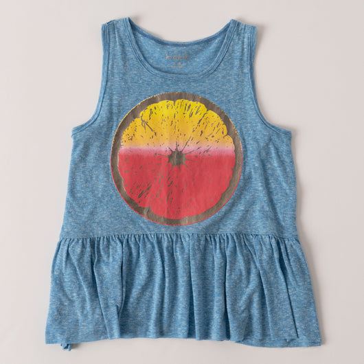 Orange Ruffle Tank - Provence Blue