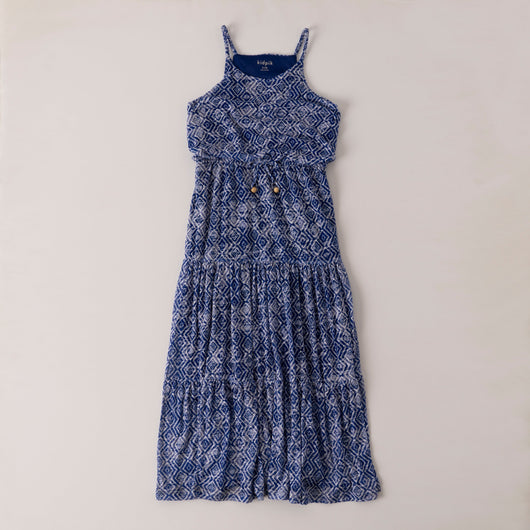Geo Tiered Maxi Dress - Turkish Sea
