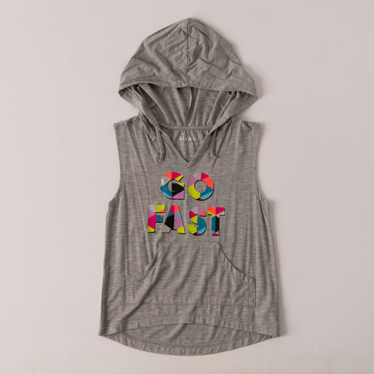 Go Fast Active Hooded Top - Medium Heather Grey