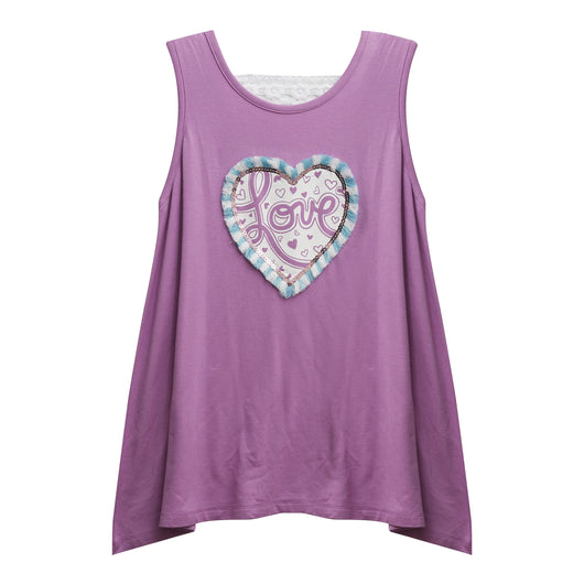 Heart Lace Back Swing Tank - Violet