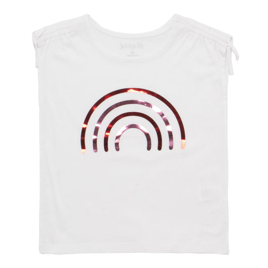 Rainbow Tie Shoulder Tee - Pink Peacock