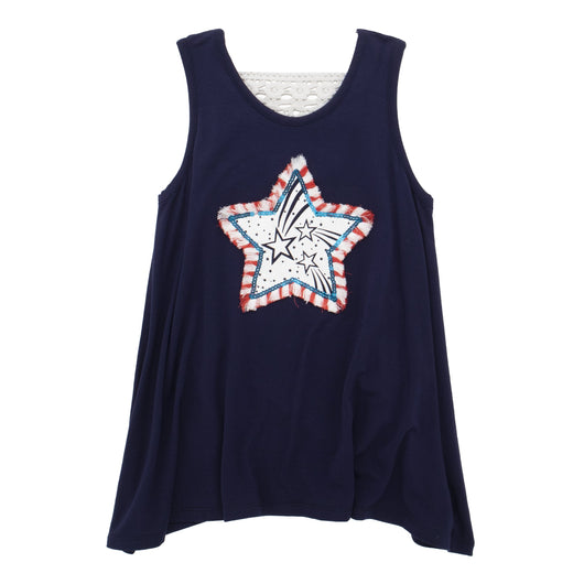 Star Lace Back Swing Tank - Kidpik Navy