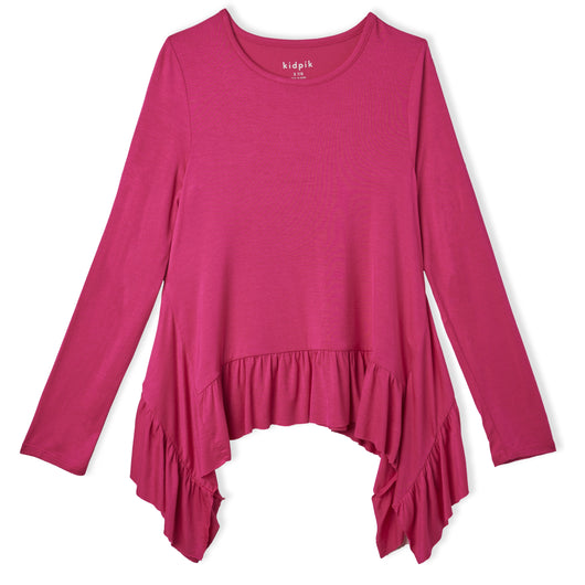 Silky Soft Ruffle Top - Pink Peacock